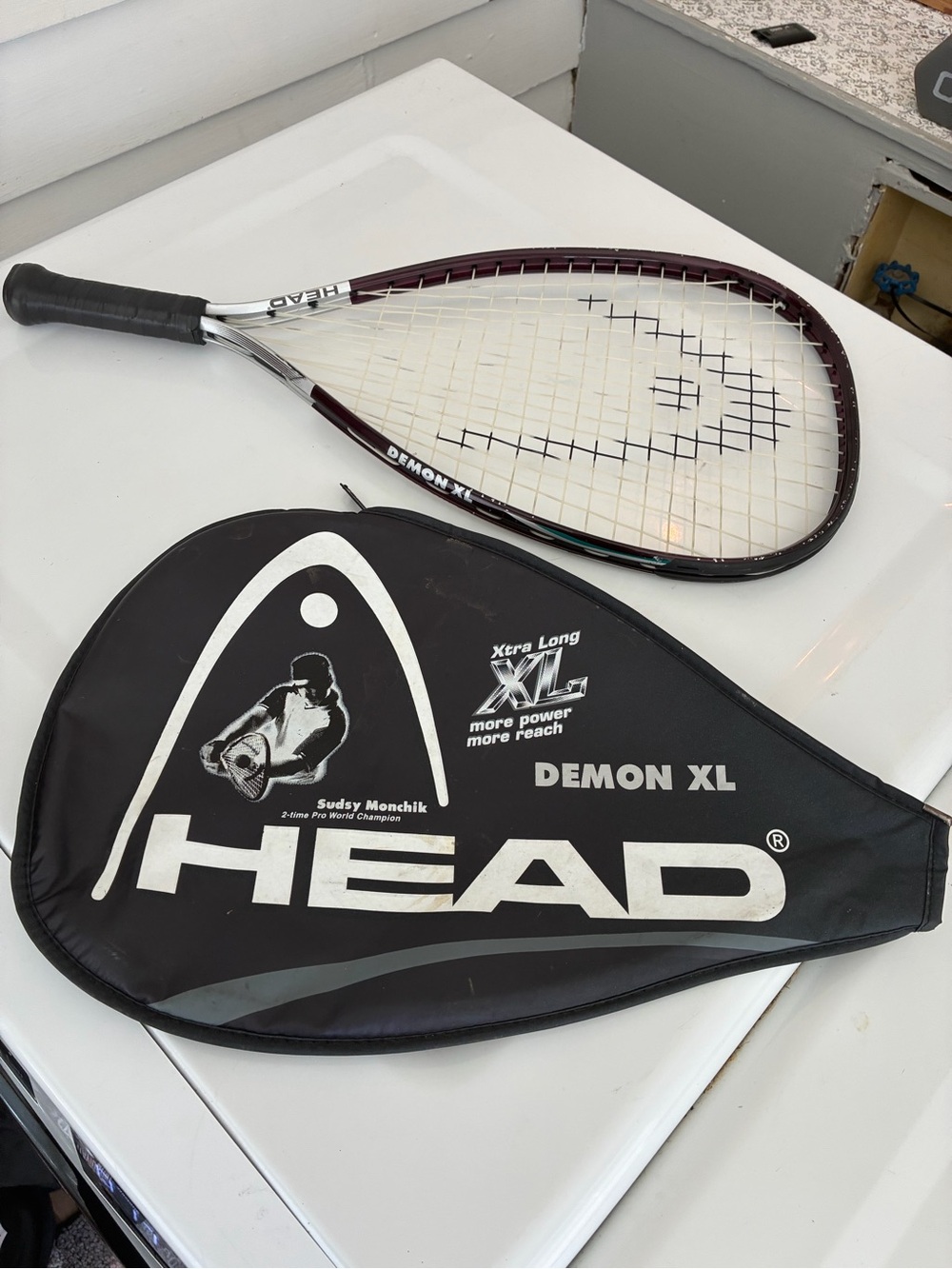 HEAD Racketball Demon XL Racquet and Black Cover - Maroon Accents